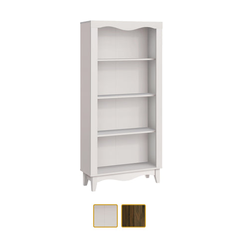 Image of NALIS 4-Tier Book Shelf, Display Cabinet in White And Walnut Color