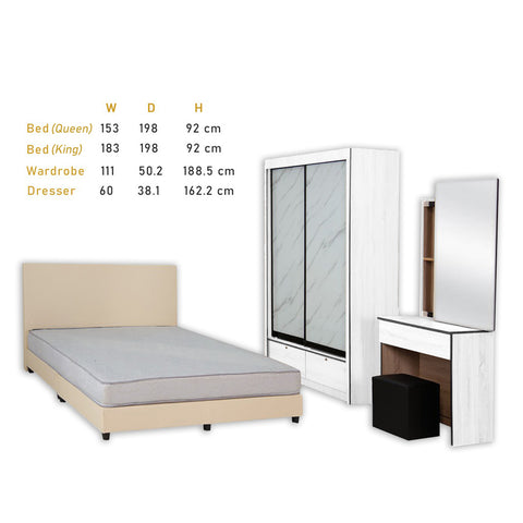 Image of Serenity Bedroom Set In White w/ Mattress Option