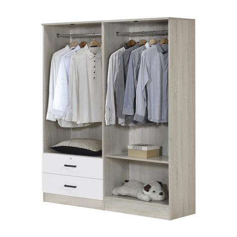 Image of Poland Series 4 Door Wardrobe with 2 Drawers in Natural & White Colour