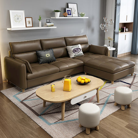 Image of Consadole 3/4 Seater Leather Sofa Set With Ottoman In 5 Colours