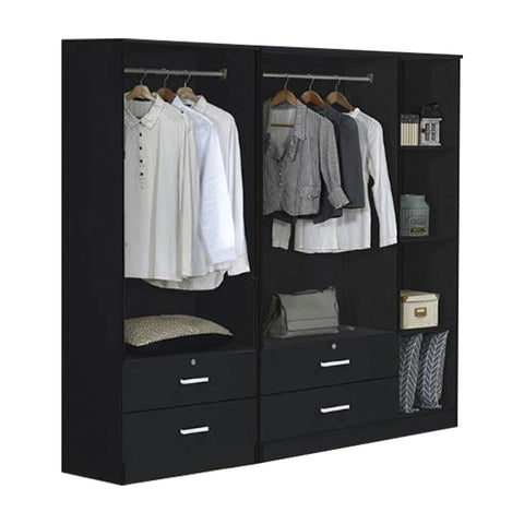 Image of Albania Series 5 Door Wardrobe with 4 Drawers in Black Colour