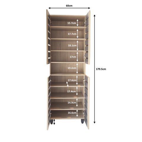Image of TORI 4-Door Shoe Cabinet Solid Board 8 Tier Shelving Free Ventilation