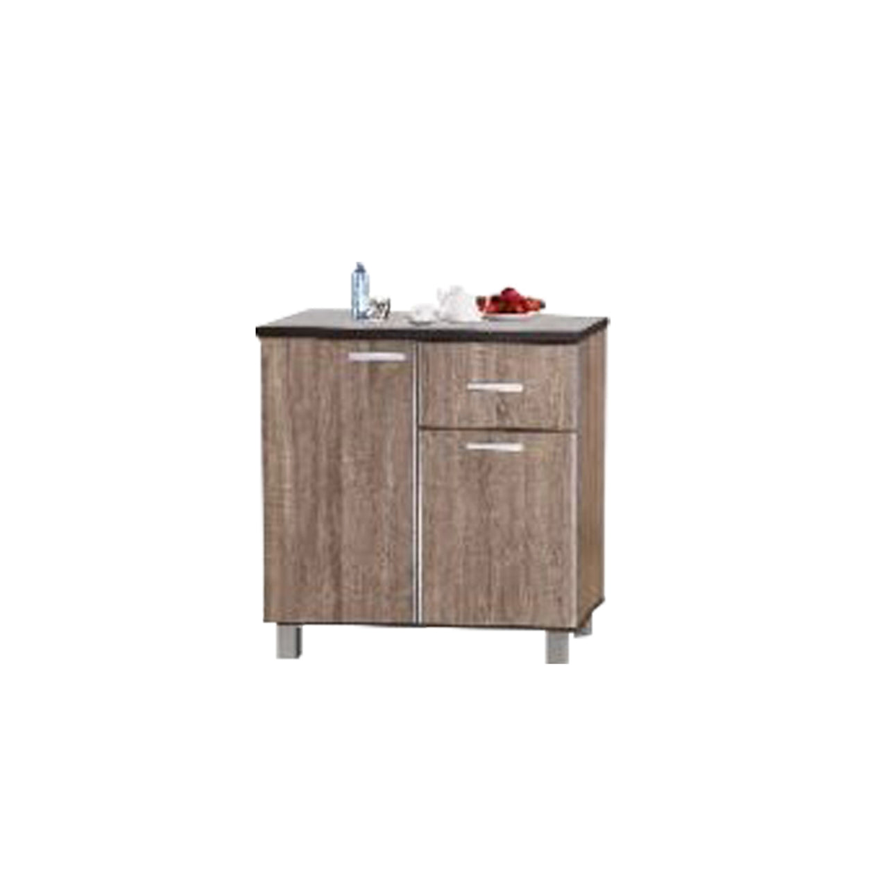 Lulu Series 1 Low Kitchen Cabinet with Drawer in Brown