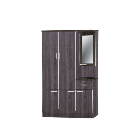 Image of Aries Series 2 Wardrobe 3-Door with Dresser in Walnut