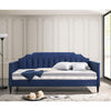 Edgar Daybed In Dark Sapphire Blue Velvet Or Faux Leather In Camel Colour w/ Mattress Add On