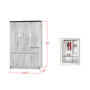 Zara Series 2 Wardrobe 3-Door Cabinet with Drawer in White
