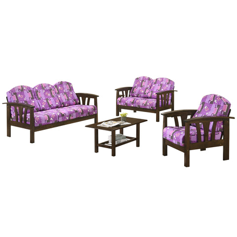 Image of Jawee Living Room Set 4 Wooden Sofa Set Removable Fabric Covers with Coffee Table