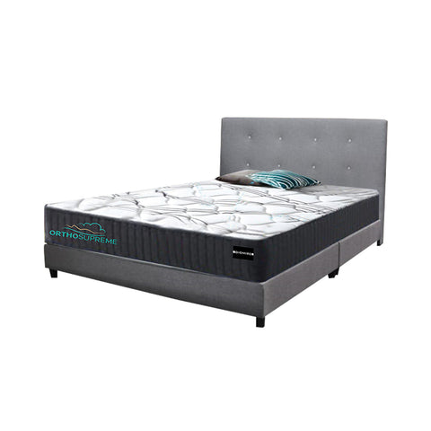 Image of Ollie Fabric Divan Bed Frame With 10" Orthocoil Posture Plus Euro-Top Mattress - All Sizes Available