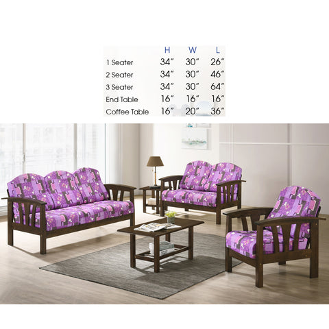 Image of Jawee Living Room Set 4 Wooden Sofa Set Removable Fabric Covers with Coffee Table