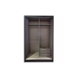 Easton 5 Ft. Sliding Glass and Mirror Door Wardrobe In Black/ Brown-Wardrobe-Furnituremart.sg