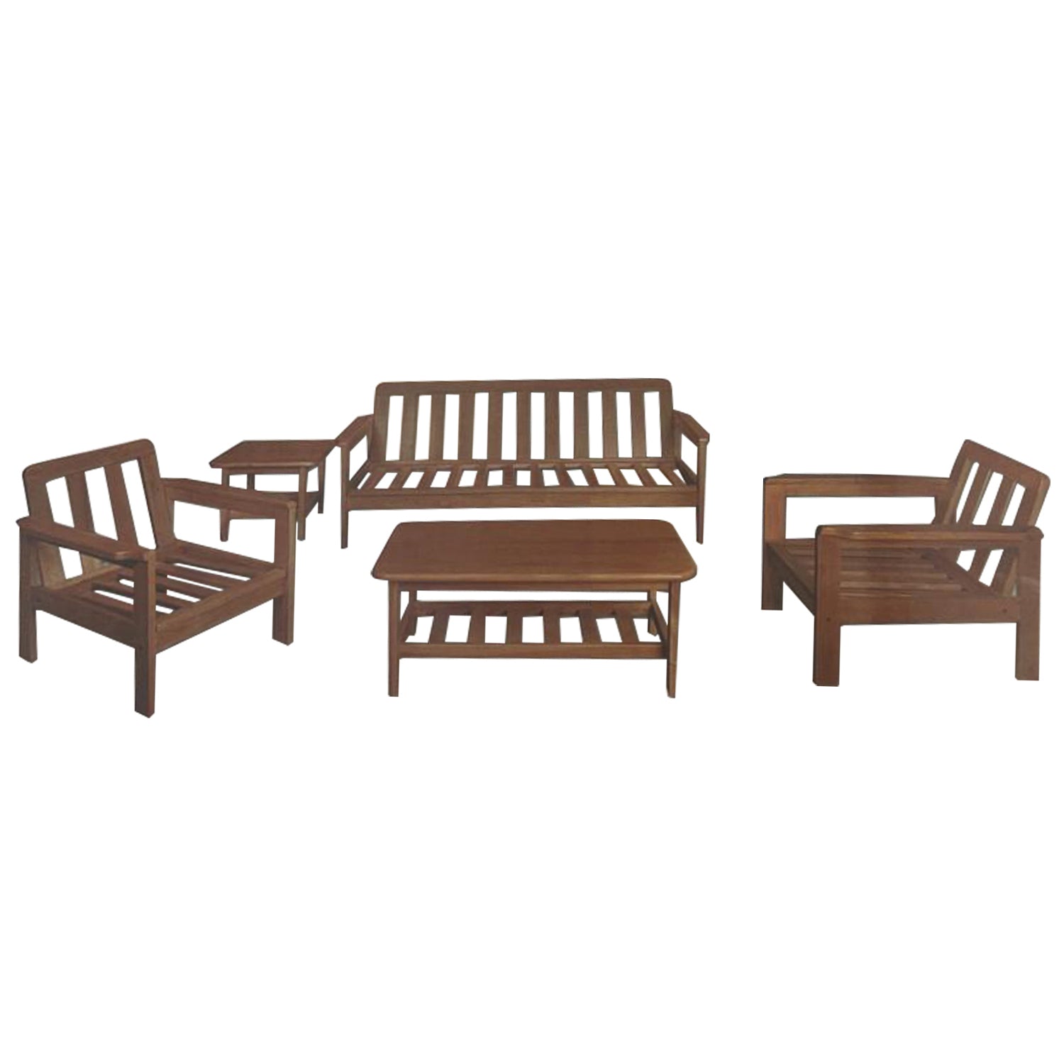 Daley Living Room Sofa Set Mahogany Wood Furniture-Livingroom furniture sets-Furnituremart.sg