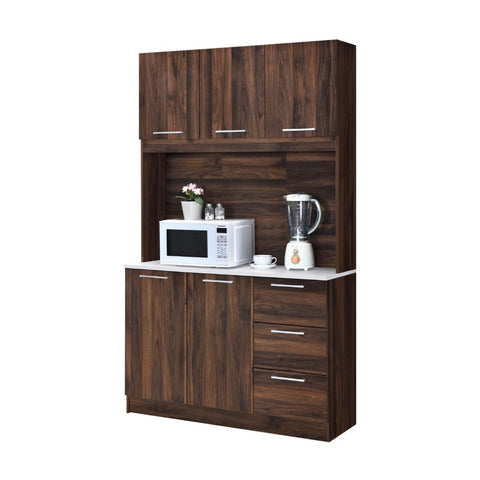 Image of Jessie 6 Series 2/6 Door Kitchen Cabinet Melamine Top Panel in Brown & Natural Color