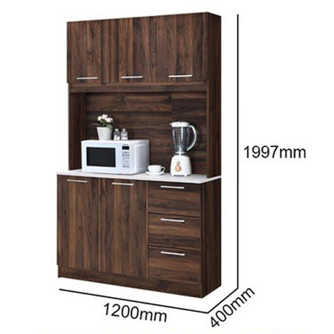 Image of Jessie 6 Series 2/6 Door Kitchen Cabinet Melamine Top Panel in Brown & Natural Color