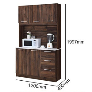 Jessie 6 Series 2/6 Door Kitchen Cabinet Melamine Top Panel in Brown & Natural Color