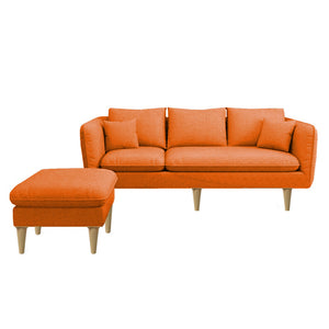 Darwin 3 Seater Leather/ Fabric Sofa With Ottoman In 8 Colours