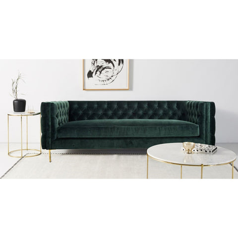 Image of Modern New Design luxury Couch With Brass Legs Plush Green Velvet Sofa For Living Room Furniture