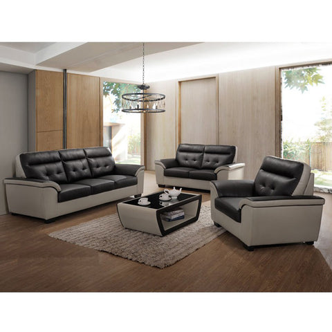 Image of Garrett 1/2/3 Seater Faux Leather Sofa In Black/ Beige-Furnituremart.sg