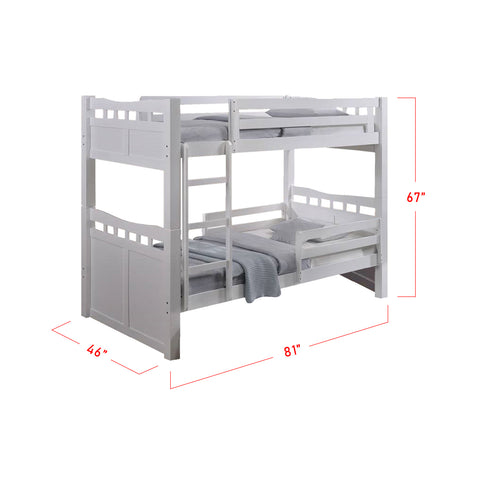 Image of Konka Series 5 Wooden Bunk Bed Frame White In Super Single Size-Bed Frame-Furnituremart.sg