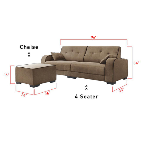 Image of Kyra 2/3/4 Seater L Shaped Sofa Set with Chaise In 4 Colors-Furnituremart.sg