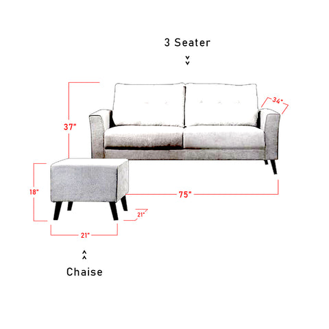 Image of Lucielle 1/2/3 Seater Faux Leather/Fabric Sofa With Ottoman In 4 Colours-Sofa-Furnituremart.sg