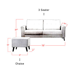 Lucielle 1/2/3 Seater Faux Leather/Fabric Sofa With Ottoman In 4 Colours-Sofa-Furnituremart.sg