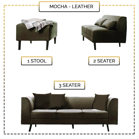 Image of Columbus Fabric/ Leather 3 Piece Modular Sofa Set in 6 Colours-Furnituremart.sg