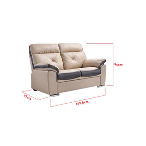 Mondrey 2/3 Seater Faux Leather Sofa In Grey/ Beige-Furnituremart.sg