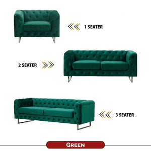 Nottingham Chesterfield 1/2/3 Seater Velvet Fabric Sofa In 3 Colours