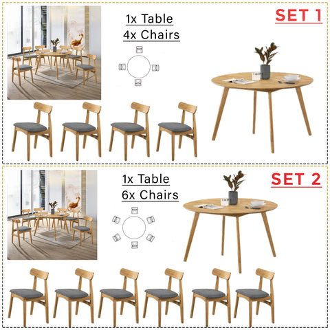 Image of Mitti Round Dining Set Table with Chair in Natural Color