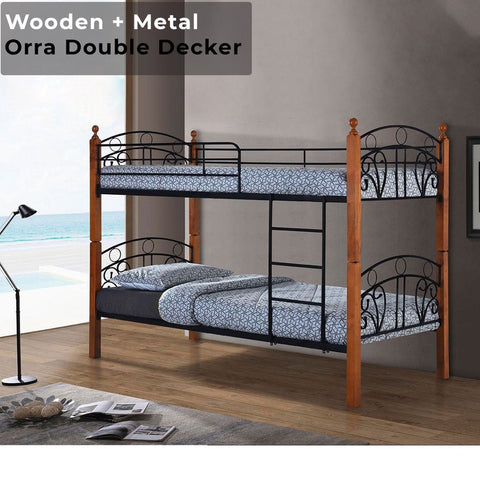 Image of Orra Double Decker / Strong Metal Bar With Solid Wood / Splitable Bed / 1 Double Decker Convertible to 2 w/ Mattress Add On