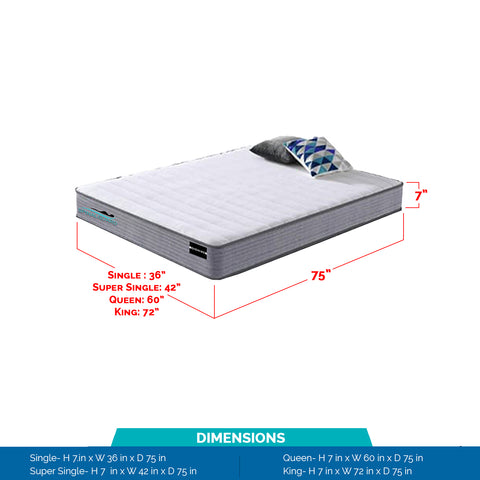 Image of Diomire Spinal Guard Bonnell Spring Mattress - 7" Mattress In Single, Super Single, Queen and King Size