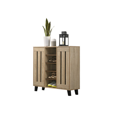 Image of Peony Shoe Cabinet With 10 Layer Shelves/ Open Storage In Natural