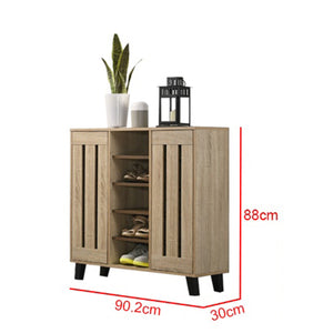 Peony Shoe Cabinet With 10 Layer Shelves/ Open Storage In Natural