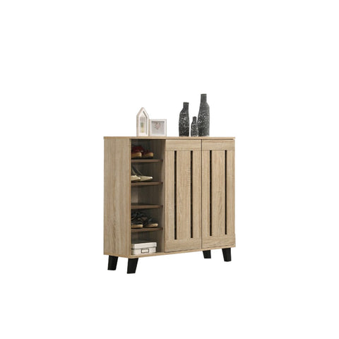 Image of Peony Shoe Cabinet With 5 Layer Shelves/ Open Storage In Natural