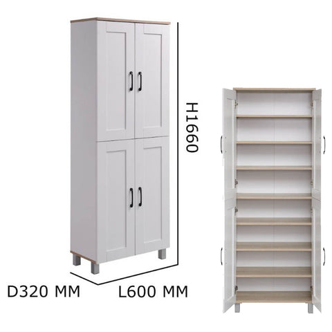 Image of HEMNES 4 Doors Shoe Cabinet / Multi Function Shoe Rack / Strong Construction Laminate Wood