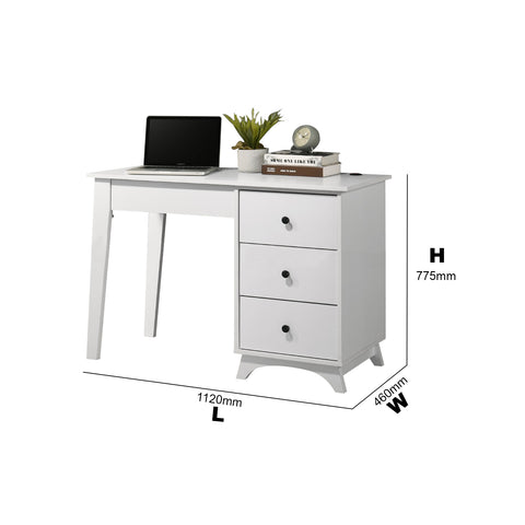 Image of Nicole Writing Study Computer Table with USB Charging Port in White Colour
