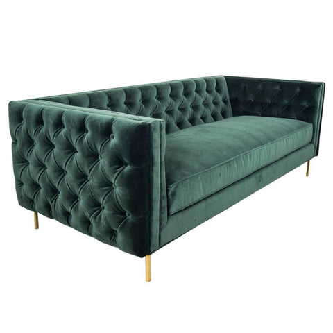 Image of Modern New Design luxury Couch With Brass Legs Plush Green Velvet Sofa For Living Room Furniture