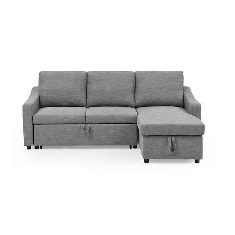 Image of Luthor Left-Right Reversible Sleeper Corner Sofa in Fabric Grey & Charcoal