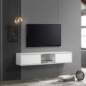 Sombra Series B Floating TV Console Wall Mounted in White Color