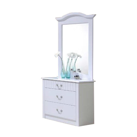 Image of Furnituremart Yoon Korean Style white makeup table with mirror