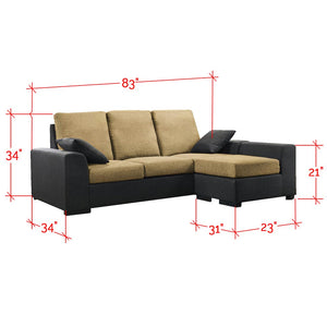 Obi 3 Seater Fabric Sofa with Chaise In 10 Colours-Sofa-Furnituremart.sg
