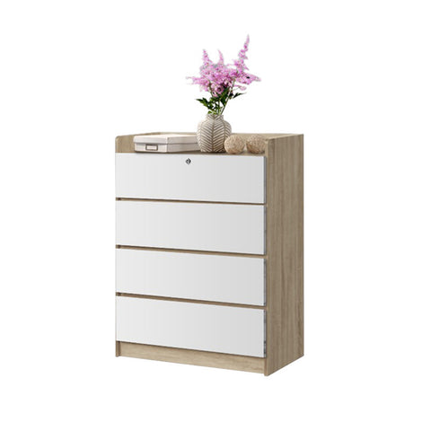 Image of Mio Series 3 Drawer Chest In Natural Oak & White.