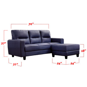 Taylor 3 Seater Faux Leather Sofa With Stool In 3 Colors
