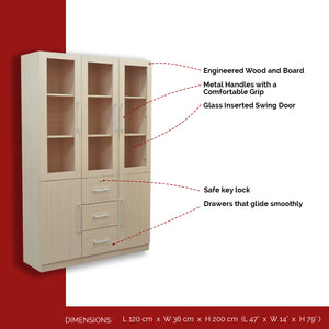 Furnituremart Darra Series book shelf with glass door