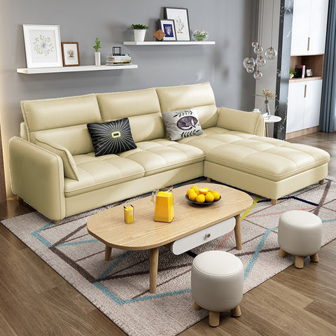 Image of 3 Seater Leather L-Shape Sofa