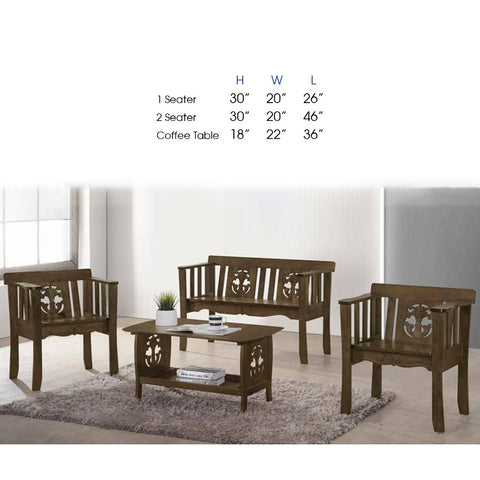 Image of Jawee Living Room Set 6 Wooden Sofa Set with Coffee Table