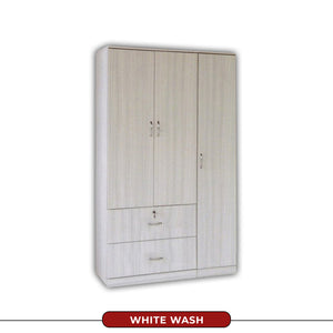 Ivy 3 Door Wardrobe In White Wash, Walnut and Wenge