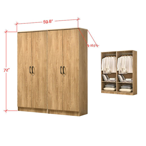 Image of Wooden 4 Swing Door Wardrobe