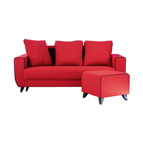 Image of Ruru Series 2/3 Seater Leather Sofa With Ottoman In 12 Colours