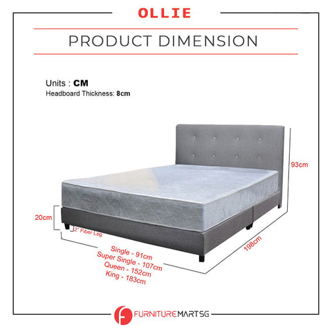 Image of Ollie Fabric Divan Bed Frame With Mattress Package - All Sizes Available